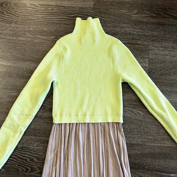 EUC Anthropologie Thea Twofer Sweater Dress Small Yellow Tan Maxi Ribbed Knit S - Picture 14 of 15